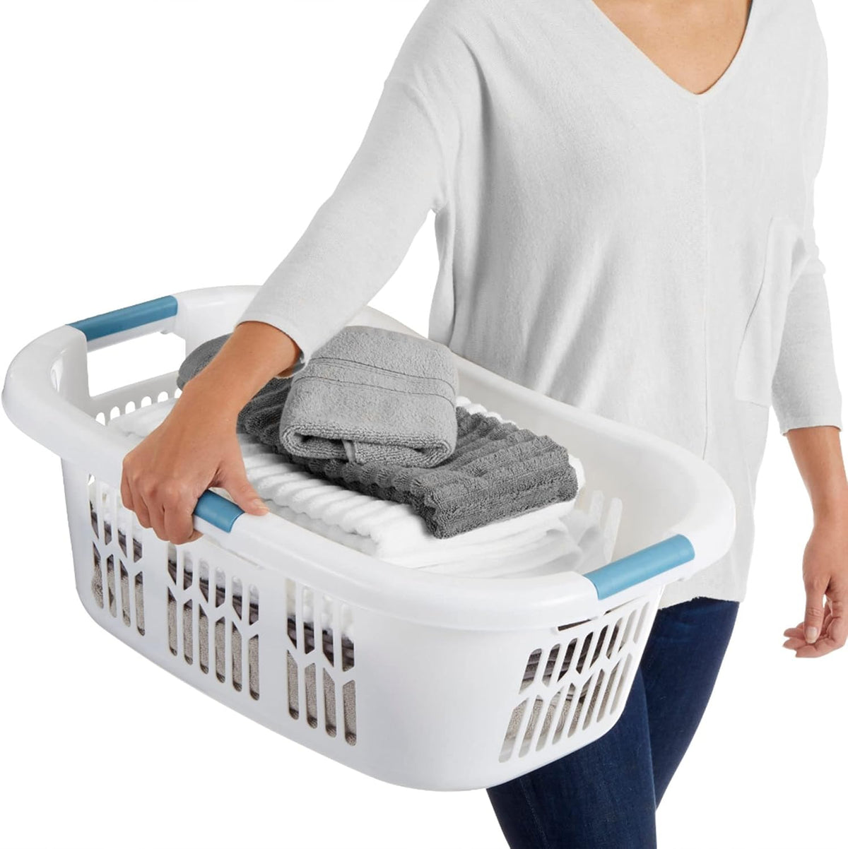 Rubbermaid Hip-Hugger Laundry Basket, X-Large, 2.1 Bushel, White