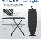 Ironing Board 43x13 with Iron Rest, RAINHOL Black Full Size Iron Board