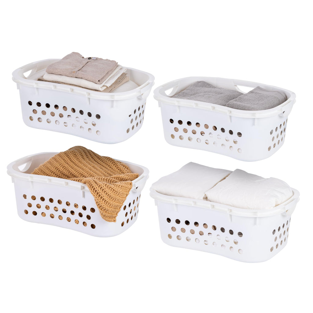 IRIS USA Plastic Laundry Hamper, 27L- 3 PK, Flexible, Ventilation, White