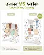 APEXCHASER 4-Tier Foldable Clothes Drying Rack, 48.8" H, White