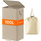 Lifewit Double Laundry Hamper with Lid, Removable Laundry Bags, Black