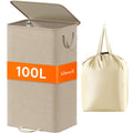 Lifewit Double Laundry Hamper with Lid, Removable Laundry Bags, Beige
