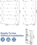 APEXCHASER Oversize 3-Tier Clothes Drying Rack, No Install, White