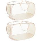 4 Pack Durable Collapsible Laundry Baskets, Mesh Foldable Laundry Basket, Pop Up Laundry Hamper with Pocket, Clothes Hamper with Reinforced Handles for Laundry, Bathroom, Kids Room, Dorm or Travel