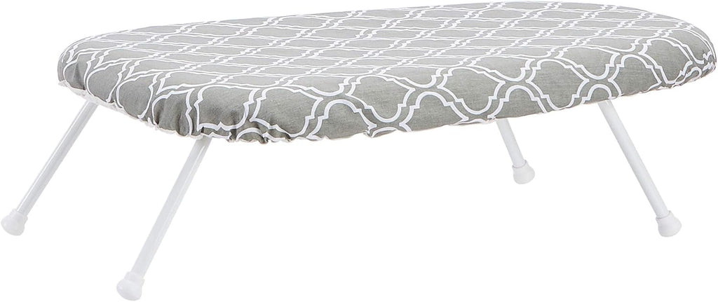 Amazon Basics Foldable Compact Tabletop Ironing Board with Folding Legs, Heat Resistant Portable, Lightweight, Non-Slip, Easy Storage, Trellis Removable Cover, 23.6"L x 7.1"W x 14.3"H, Chevron