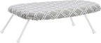 Amazon Basics Foldable Compact Tabletop Ironing Board with Folding Legs, Heat Resistant Portable, Lightweight, Non-Slip, Easy Storage, Trellis Removable Cover, 23.6"L x 7.1"W x 14.3"H, Chevron