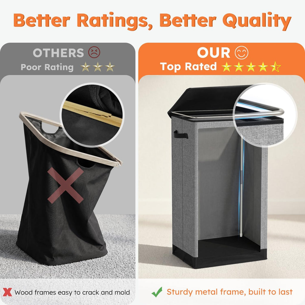 SOLEDI 100L Laundry Hamper with Lid, Large Collapsible Laundry Basket