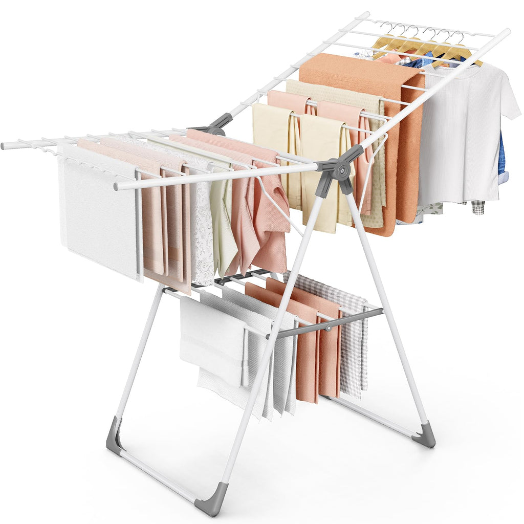 Sakugi Clothes Drying Rack, 55.5" Adjustable Wings, Foldable Design