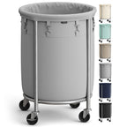 SONGMICS Laundry Basket with Wheels, 110L, Steel Frame, Removable Bag