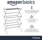Amazon Basics Foldable Portable Metal Clothes Drying Rack for Indoor Air Drying, Energy Saving, 14.5 x 29.5 x 41.8 inches, Chrome Silver
