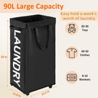 Optish 90L Laundry Basket with Wheels, Rolling Hamper with Removable Bag