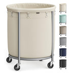 SONGMICS Laundry Basket with Wheels, 110L, Steel Frame, Removable Bag