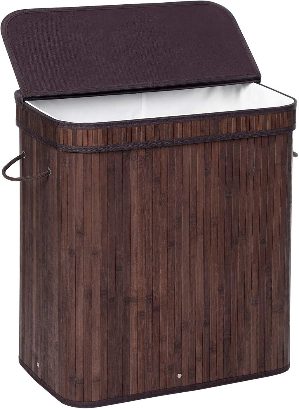SONGMICS Bamboo Laundry Hamper with Lid, 100L, with Handles