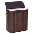 SONGMICS Bamboo Laundry Hamper with Lid, 100L, with Handles