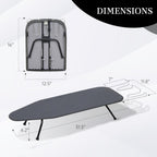 ZOES HOMEWARE Metal Mesh Panel Tabletop Ironing Board | Foldable Iron Board | Heavy Duty Small Iron Board with Heat Resistant Cover and 100% Cotton 8mm Thicken Pad | 31.5"x11.8"x6.2"