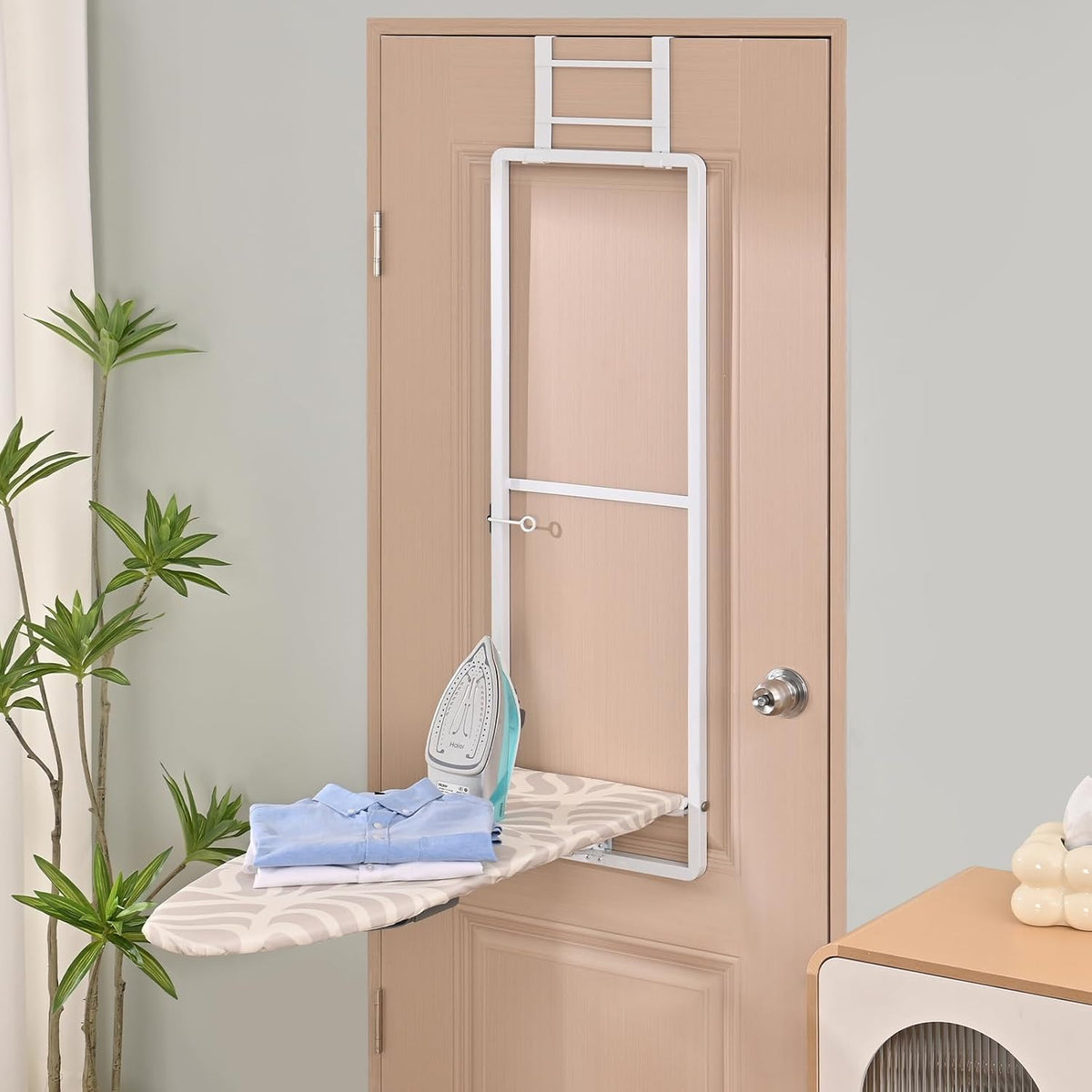KINGBOARD Over the Door Ironing Board, 36 x 12 Iron Board with Iron Storage