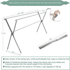 Drying Racks Clothing for Outdoor with 20 Windproof Hooks