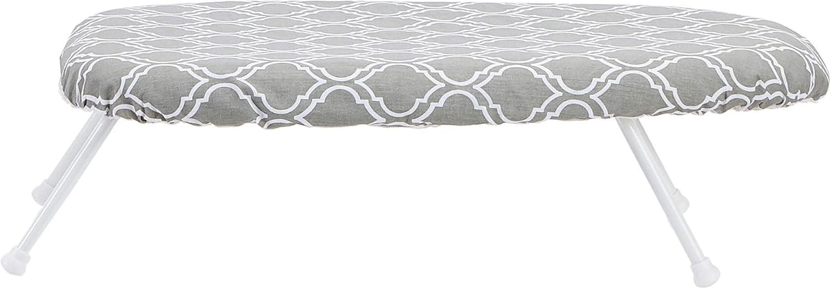 Amazon Basics Foldable Compact Tabletop Ironing Board with Folding Legs, Heat Resistant Portable, Lightweight, Non-Slip, Easy Storage, Trellis Removable Cover, 23.6"L x 7.1"W x 14.3"H, Chevron