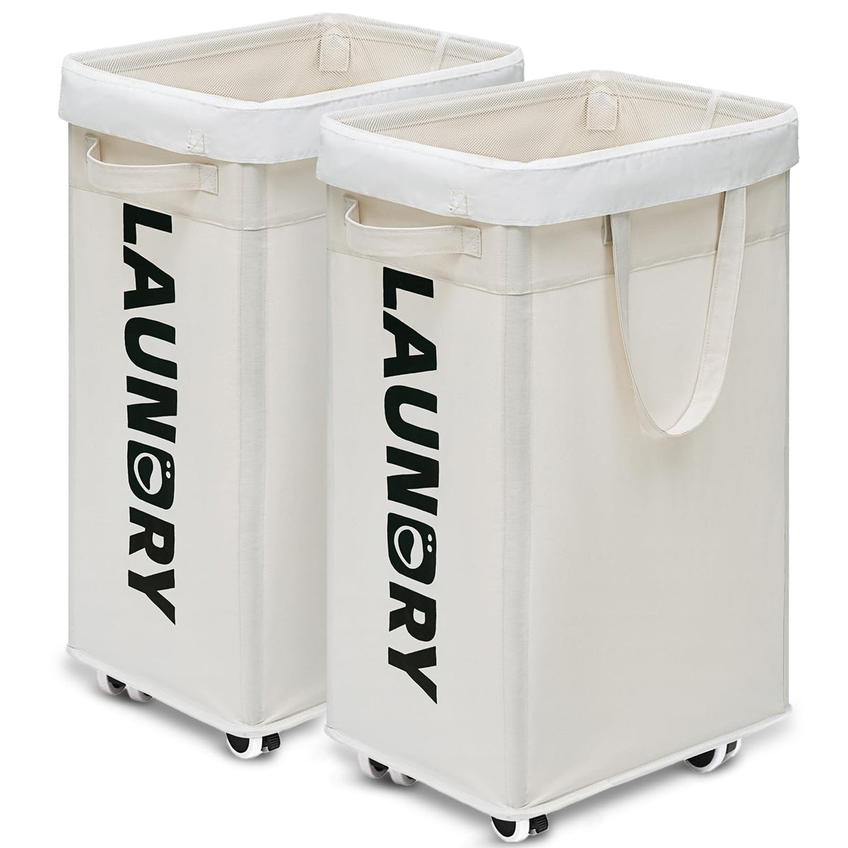 Goodpick 75L Laundry Basket with Wheels & Removable Wash Bag for Dorm