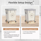 STORAGE MANIAC Commercial Laundry Hamper with Heavy Duty Steel Frame, 160 L Industrial Clothes Basket Cart with Wheels for Big Family, Home, Hotel, Laundry Room, 18''L x 18''W x 31''H, Medium Beige