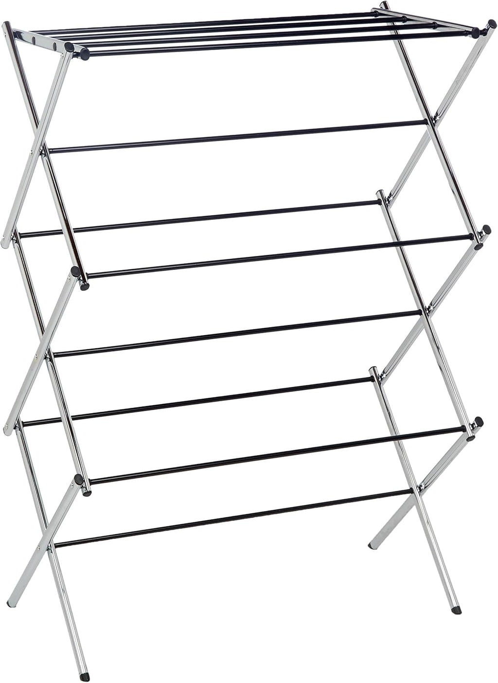 Amazon Basics Foldable Portable Metal Clothes Drying Rack for Indoor Air Drying, Energy Saving, 14.5 x 29.5 x 41.8 inches, Chrome Silver