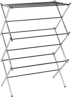 Amazon Basics Foldable Portable Metal Clothes Drying Rack for Indoor Air Drying, Energy Saving, 14.5 x 29.5 x 41.8 inches, Chrome Silver