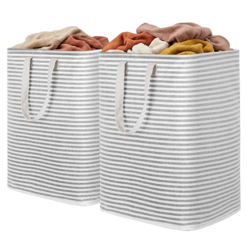Lifewit 80L Large Laundry Baskets, Laundry Hampers Bags, 2 Pack, Beige