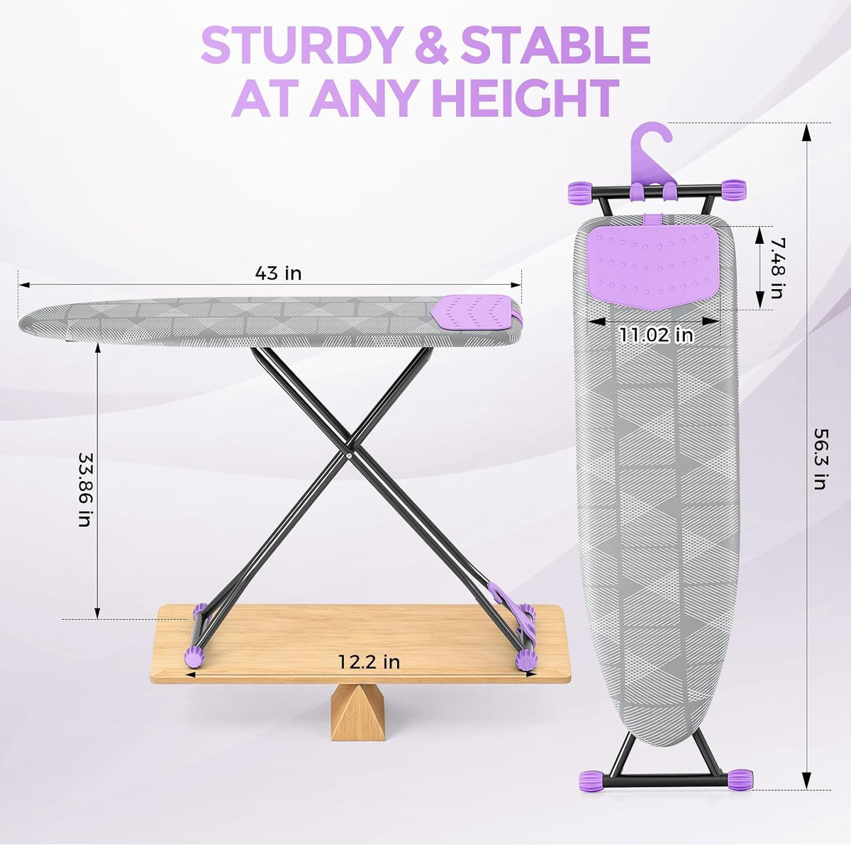 APEXCHASER Foldable 7-Level Heigh Adjustable Ironing Board with Iron Rest