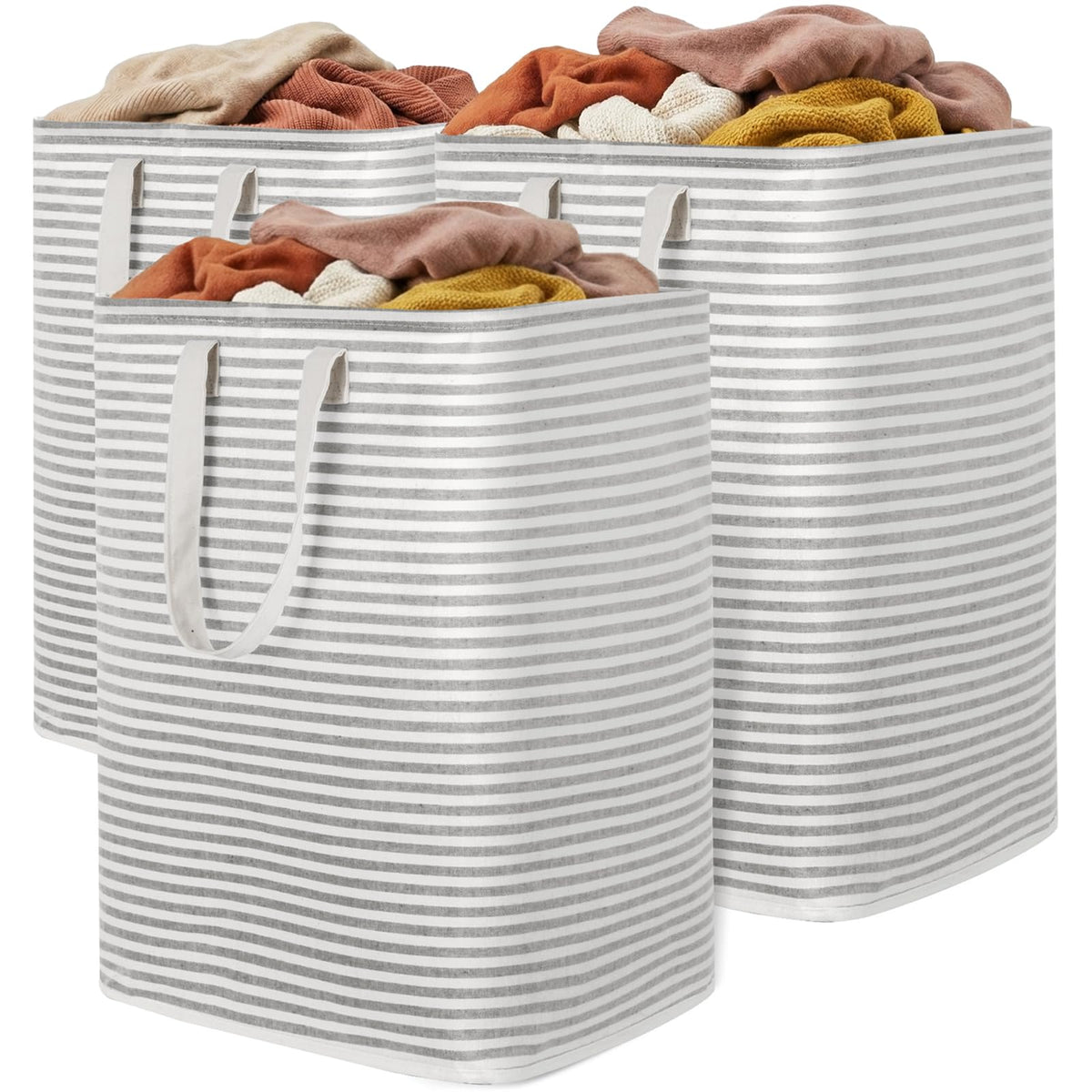 Lifewit 80L Large Laundry Baskets, Laundry Hampers Bags, 2 Pack, Beige