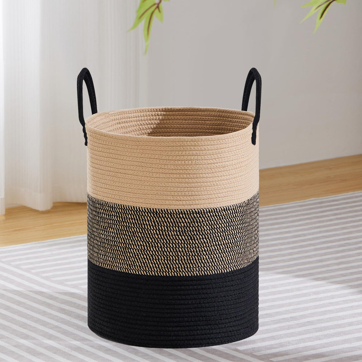 VIPOSCO 72L Tall Woven Laundry Basket Hamper, White