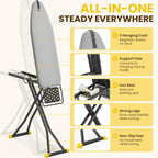 KINGBOARD 2-in-1 Stander & Steam Foldable Ironing Board with Iron Rest