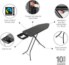 Brabantia XL Comfort Ironing Board with Solid Steam Iron Rest | Large (Size C) | Fairtrade Denim Black Cover | Adjustable Height (27-38"), Easy Fold, Anti-Collapse Lock, Non-Slip Feet