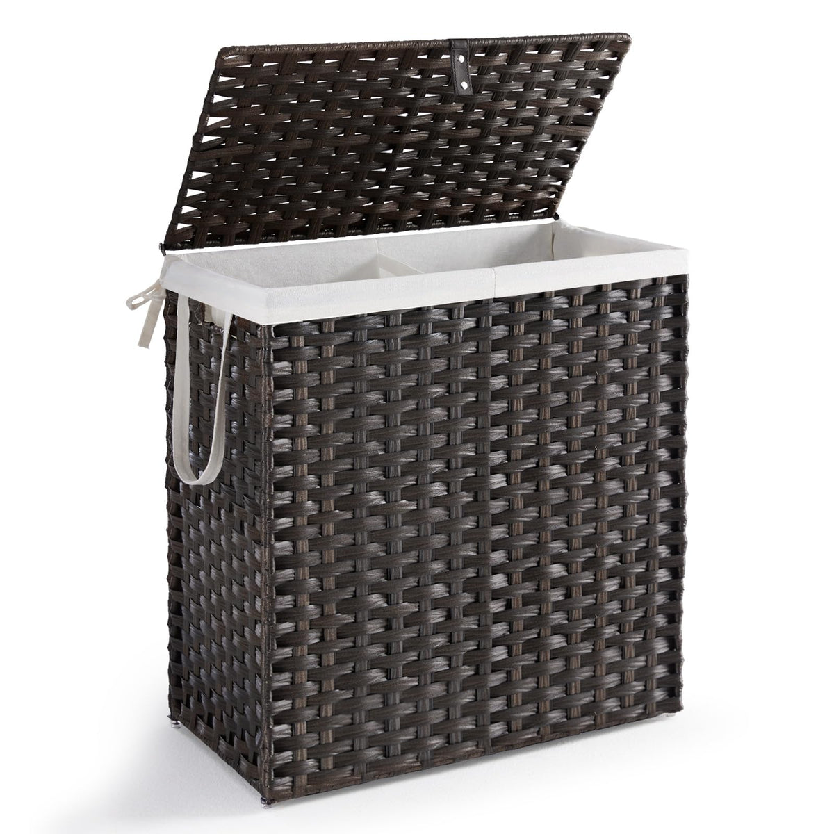 DUMOS Woven Laundry Basket with Lid, 90L Large Capacity Hamper, Removable & Machine-Washable Liner, Foldable Rattan Clothes Hamper, Sturdy Steel Frame, Odor Control, Goose Yellow