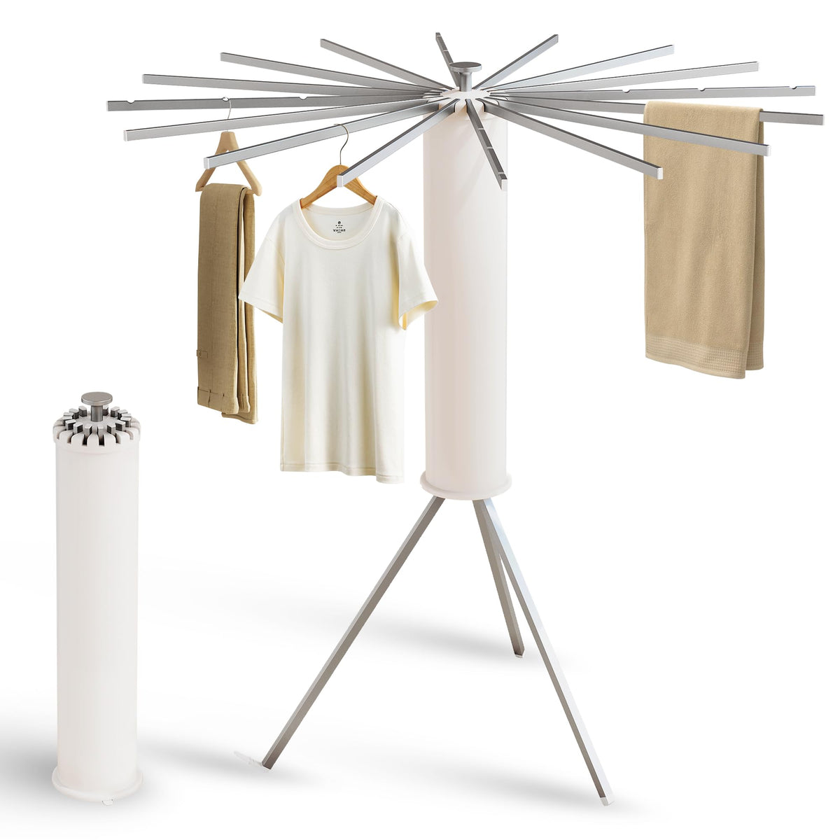 LIENAHU Clothes Drying Rack Tripod,Drying Rack Clothing,Laundry Drying Rack,Floor Standing,16 Wooden Poles,Collapsible Drying Racks for Laundry,Retractable,Foldable,Folding