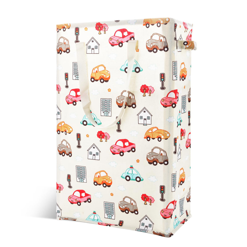 Odonata Slim Laundry Hamper Handles Collapsible Laundry Basket Thin Dirty Clothes Basket Narrow Laundry Bag Foldable Dirty Hamper 45L (Beige)