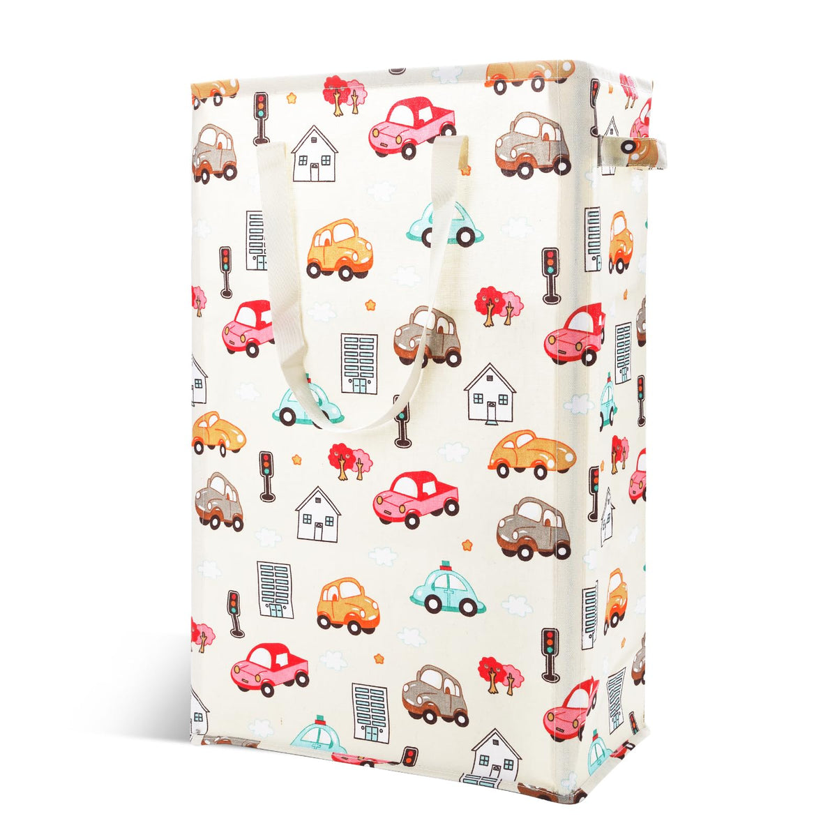 Odonata Slim Laundry Hamper Handles Collapsible Laundry Basket Thin Dirty Clothes Basket Narrow Laundry Bag Foldable Dirty Hamper 45L (Beige)