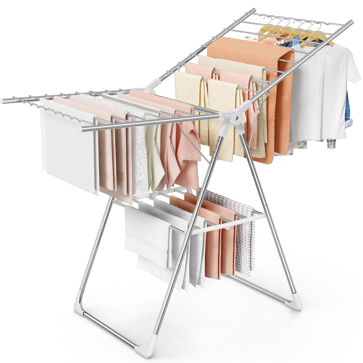 Sakugi Clothes Drying Rack, 55.5" Adjustable Wings, Foldable Design
