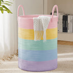YOUDENOVA Jute Rope Laundry Hamper Basket, 58L Blanket Basket for Nursery