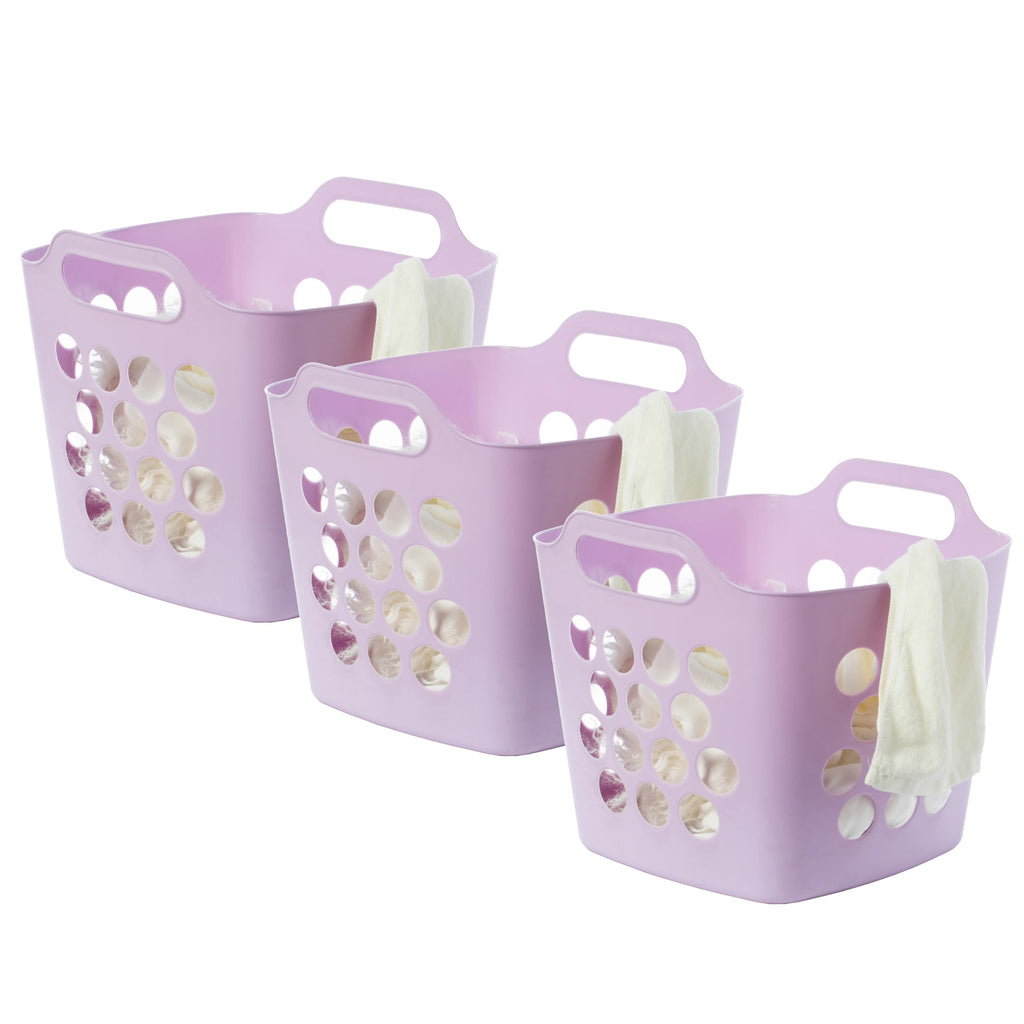 Flexible Plastic Laundry Basket - Square Storage Hamper with Side Handles for Easy Carrying - Versatile Organizer for Laundry, and Household Storage, 28 Litter White