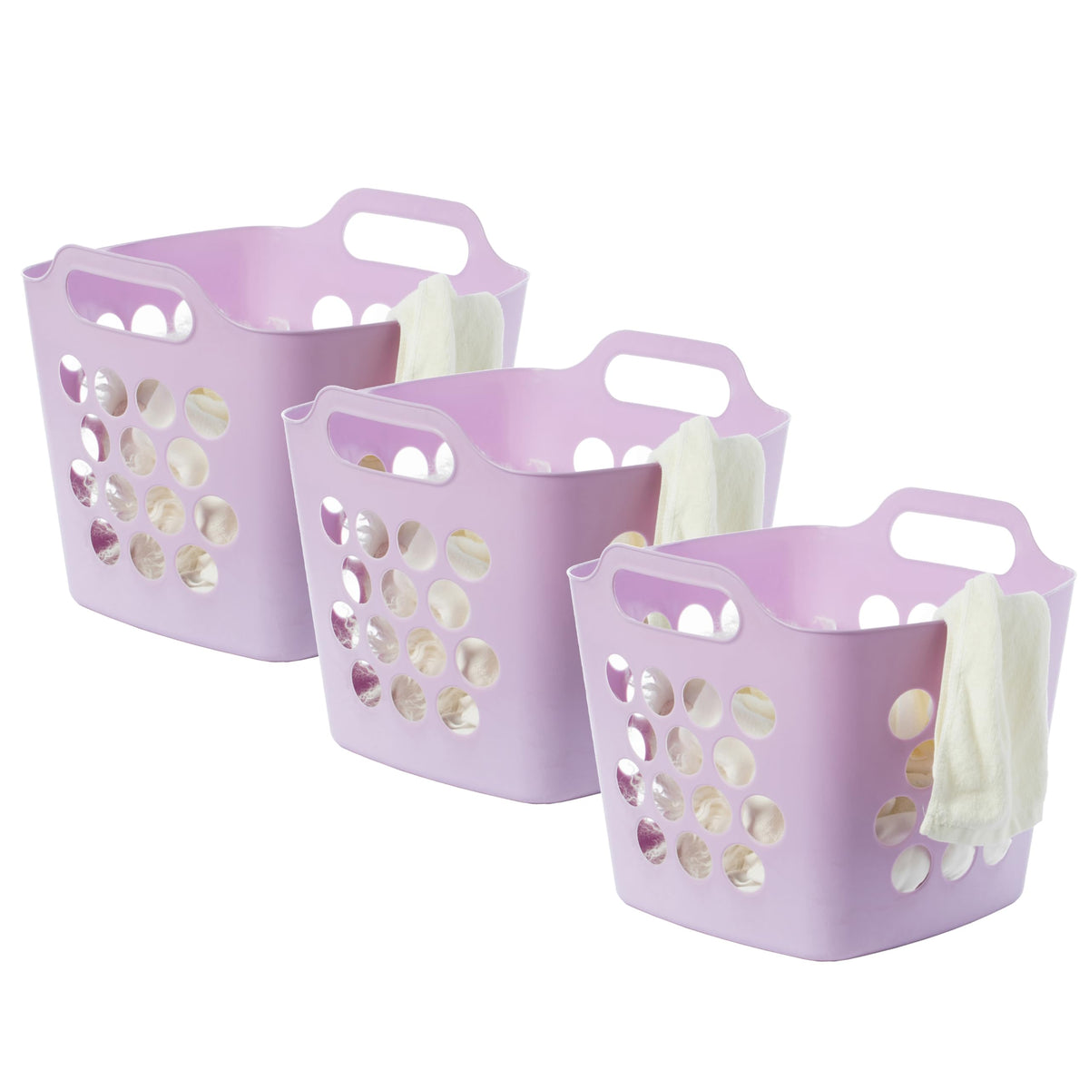 Flexible Plastic Laundry Basket - Square Storage Hamper with Side Handles for Easy Carrying - Versatile Organizer for Laundry, and Household Storage, 28 Litter White