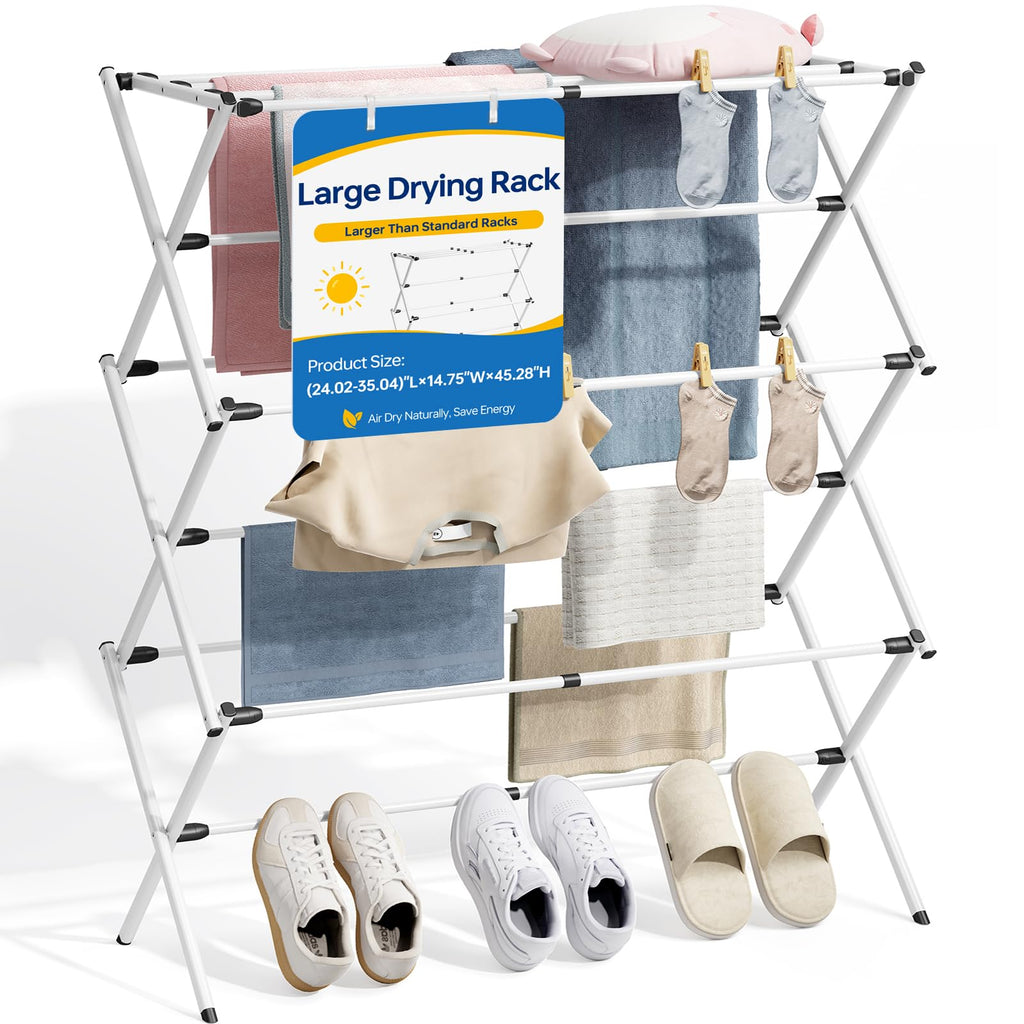 APEXCHASER Extra Large Clothes Drying Rack, 14.57" D × 44.88" H