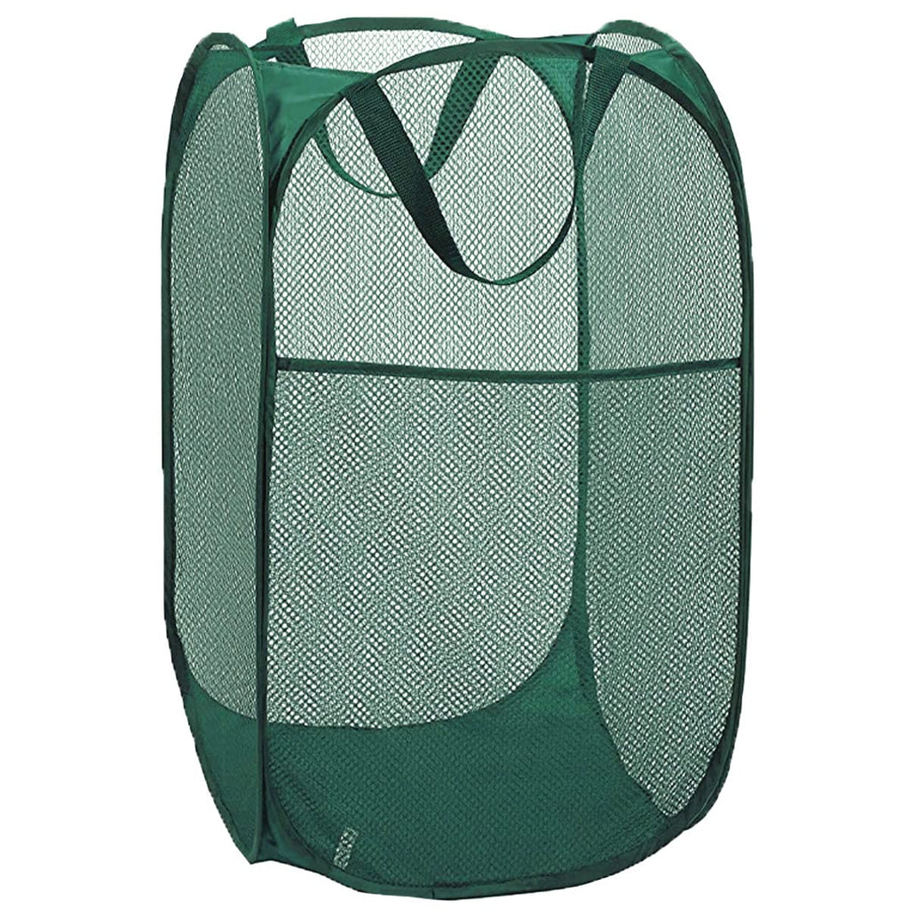 2 Packs Mesh Pop up Laundry Hamper (Black/Navy Blue) with Portable Durable Handles, Collapsible for Storage, Folding Pop-Up Clothes Hampers for Apartment, Home, College Dorm or Travel