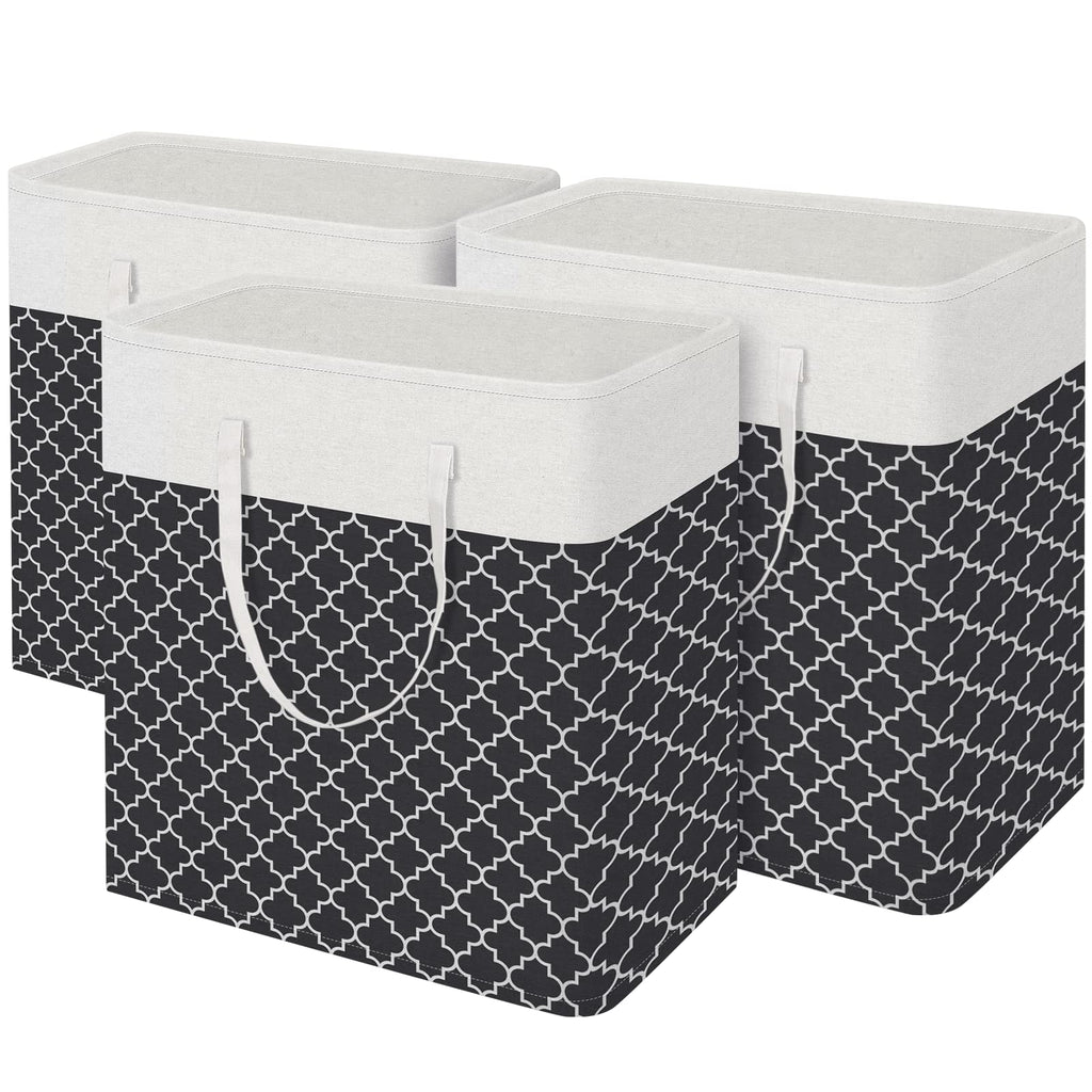 BlissTotes 3-Pack Laundry Basket, Collapsible Laundry Hamper, Grey, 75L