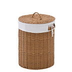 Round Water Hyacinth Laundry Hamper with Lid Handwoven Wicker Basket with Handles for Dirty Clothes, Storage, and Organization Ideal for Bedroom, Bathroom, and Laundry Room, No Assembly Required, 60L