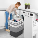 StorageRight Laundry Basket Hamper, 75L Collapsible Clothes Storage, Grey