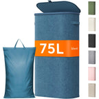 Lifewit Slim Laundry Basket with Lid and Removable Bag, 65L, Beige