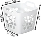 Flexible Plastic Laundry Basket - Square Storage Hamper with Side Handles for Easy Carrying - Versatile Organizer for Laundry, and Household Storage, 28 Litter White