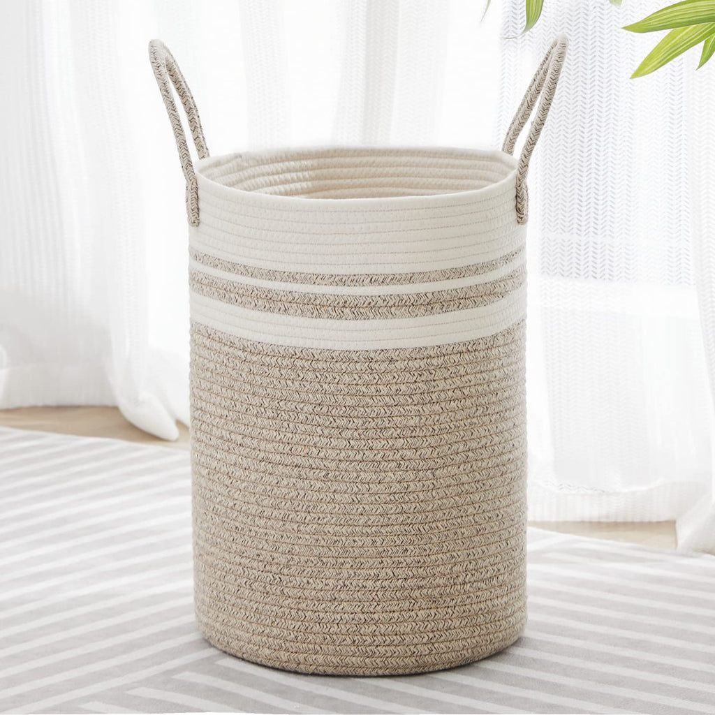 VIPOSCO 72L Tall Woven Laundry Basket Hamper, White