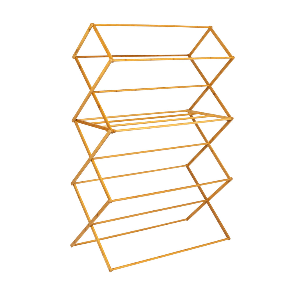 Household Essentials Bamboo Folding Clothes Drying Rack | Large Capacity, 14 Coated Metal Dowels, 28 Feet of Drying Space | Eco-Friendly, Collapsible Indoor Rack for Apartments, Homes & Dorms