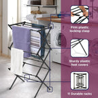 Black+Decker 3 Tier Expandable Collapsing Foldable Laundry Rack for Air Drying Clothing, Space Saving Heavy Duty Lightweight Metal Drying Rack, Black